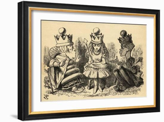 Manners and Lessons, Illustration from 'Through the Looking Glass' by Lewis Carroll (1832-98)…-John Tenniel-Framed Giclee Print