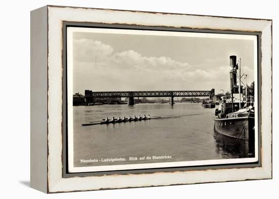 Mannheim Ludwigshafen, Dampfer Damco 16, Rheinrücke-null-Framed Premier Image Canvas