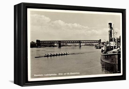 Mannheim Ludwigshafen, Dampfer Damco 16, Rheinrücke-null-Framed Premier Image Canvas