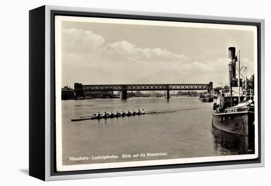 Mannheim Ludwigshafen, Dampfer Damco 16, Rheinrücke-null-Framed Premier Image Canvas