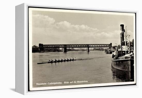 Mannheim Ludwigshafen, Dampfer Damco 16, Rheinrücke-null-Framed Premier Image Canvas