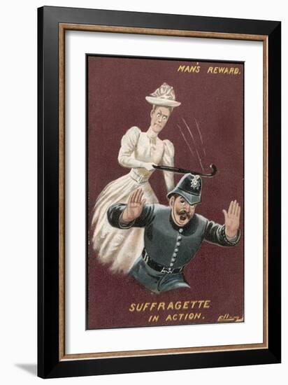 Mans Reward, Suffragette in Action-null-Framed Art Print