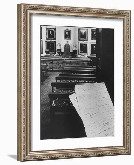 Manscript of Darwin's Theory, First Made Public in This Room of Linnean Society-Mark Kauffman-Framed Photographic Print