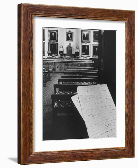 Manscript of Darwin's Theory, First Made Public in This Room of Linnean Society-Mark Kauffman-Framed Photographic Print