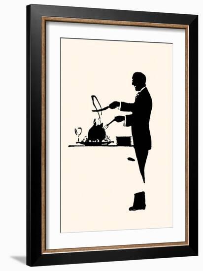 Manservant Carves a Turkey-Maxfield Parrish-Framed Art Print