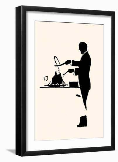 Manservant Carves a Turkey-Maxfield Parrish-Framed Art Print