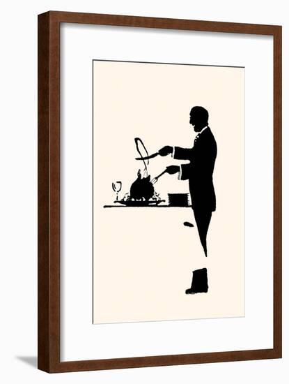 Manservant Carves a Turkey-Maxfield Parrish-Framed Art Print