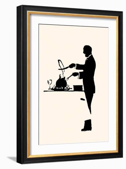 Manservant Carves a Turkey-Maxfield Parrish-Framed Art Print