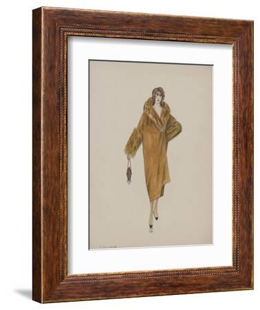 Manteau velours de laine beige garni lynx Giclee Print