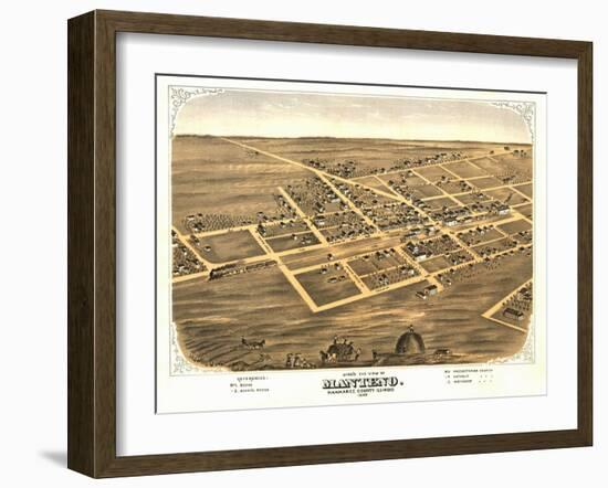 Manteno, Illinois - Panoramic Map-Lantern Press-Framed Art Print