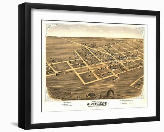 Manteno, Illinois - Panoramic Map-Lantern Press-Framed Art Print