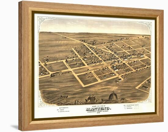 Manteno, Illinois - Panoramic Map-Lantern Press-Framed Stretched Canvas