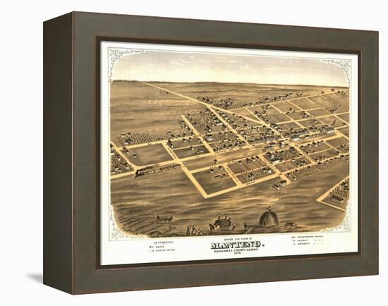 Manteno, Illinois - Panoramic Map-Lantern Press-Framed Stretched Canvas