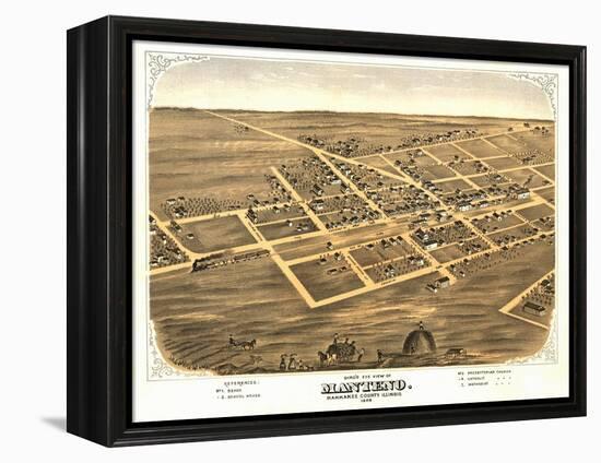 Manteno, Illinois - Panoramic Map-Lantern Press-Framed Stretched Canvas