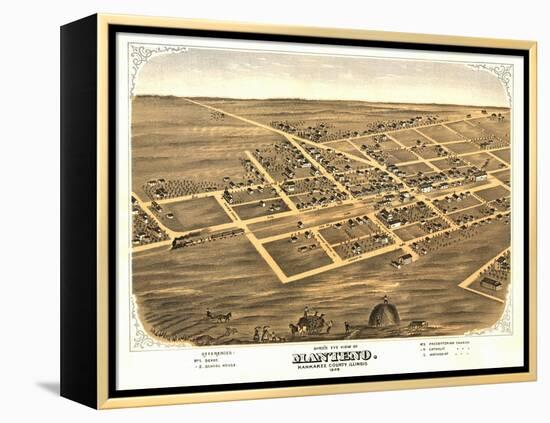 Manteno, Illinois - Panoramic Map-Lantern Press-Framed Stretched Canvas