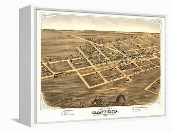 Manteno, Illinois - Panoramic Map-Lantern Press-Framed Stretched Canvas