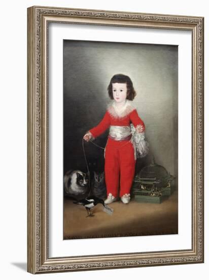 Manuel Osorio Manrique De Zuñiga, a Child with His Pets-Francisco de Goya-Framed Art Print