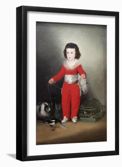 Manuel Osorio Manrique De Zuñiga, a Child with His Pets-Francisco de Goya-Framed Art Print