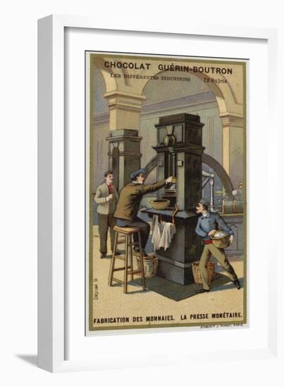 Manufacturing Coins, Coin Press-null-Framed Giclee Print