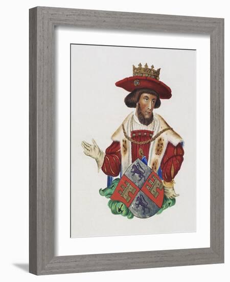 Manuscript Illumination of a King-null-Framed Giclee Print