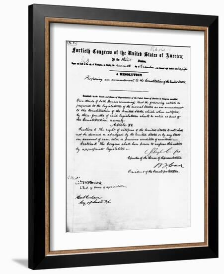 Manuscript of Fifteenth Amendment to the Constitution-null-Framed Giclee Print