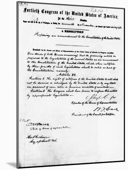 Manuscript of Fifteenth Amendment to the Constitution-null-Mounted Giclee Print