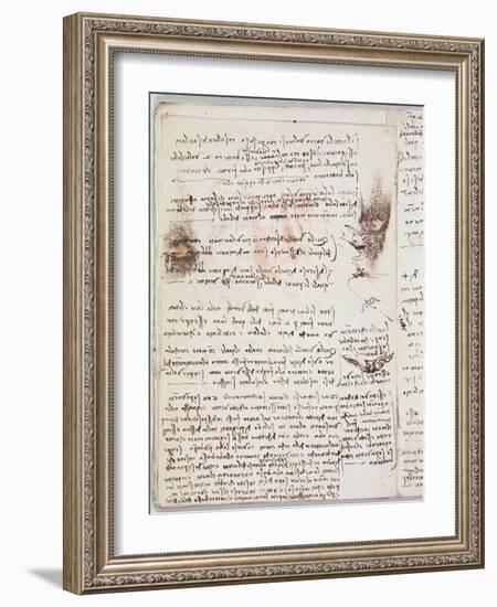 Manuscript Page from Codici Rari III 35.2-Leonardo da Vinci-Framed Giclee Print