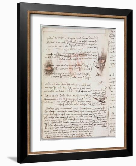 Manuscript Page from Codici Rari III 35.2-Leonardo da Vinci-Framed Giclee Print