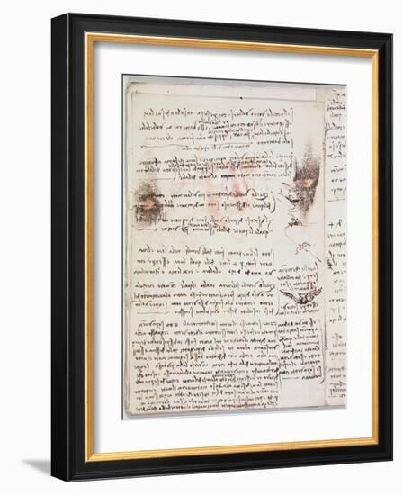 Manuscript Page from Codici Rari III 35.2-Leonardo da Vinci-Framed Giclee Print