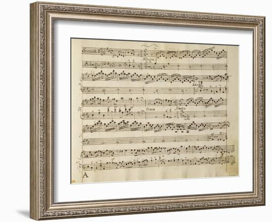 Manuscript Page from the Score of Opus V, 'sonata for Violin, Violone, and Harpsichord'-Arcangelo Corelli-Framed Giclee Print