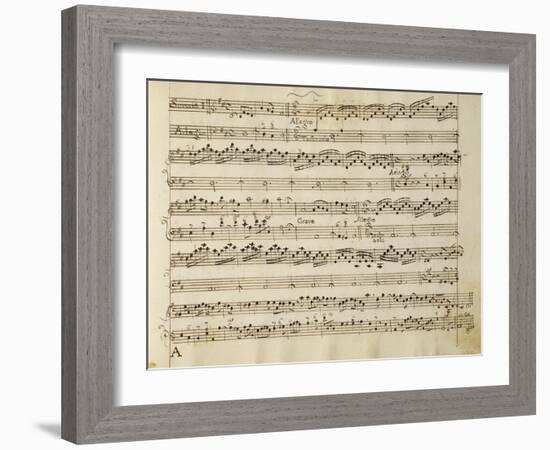 Manuscript Page from the Score of Opus V, 'sonata for Violin, Violone, and Harpsichord'-Arcangelo Corelli-Framed Giclee Print