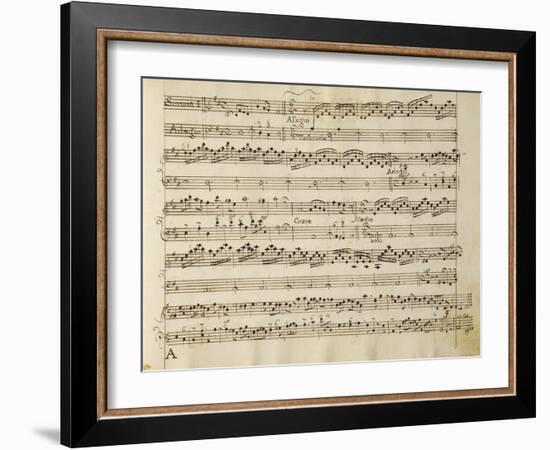 Manuscript Page from the Score of Opus V, 'sonata for Violin, Violone, and Harpsichord'-Arcangelo Corelli-Framed Giclee Print