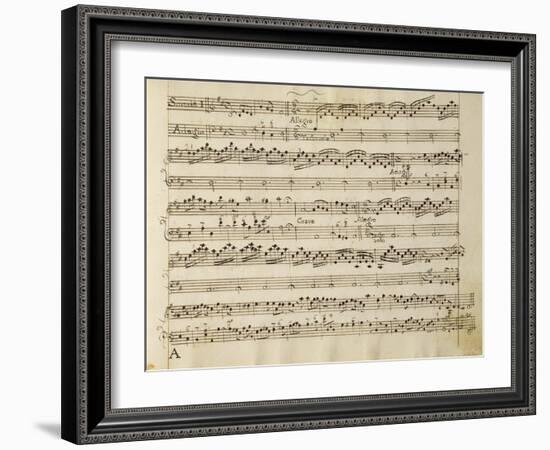 Manuscript Page from the Score of Opus V, 'sonata for Violin, Violone, and Harpsichord'-Arcangelo Corelli-Framed Giclee Print