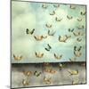 Many Colorful Butterflies Flying into the Sky with a Peeling Wall, Illustrative Photo and Artistic-Valentina Photos-Mounted Photographic Print