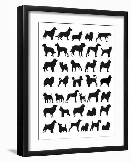 Many Dog Breeds in Silhouettes-photosoup-Framed Art Print