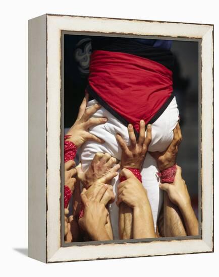 Many Hands Help Support the Base of a Human Castle During the Festival of La Merce in Barcelona-Andrew Watson-Framed Premier Image Canvas