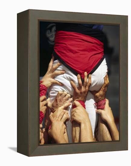 Many Hands Help Support the Base of a Human Castle During the Festival of La Merce in Barcelona-Andrew Watson-Framed Premier Image Canvas