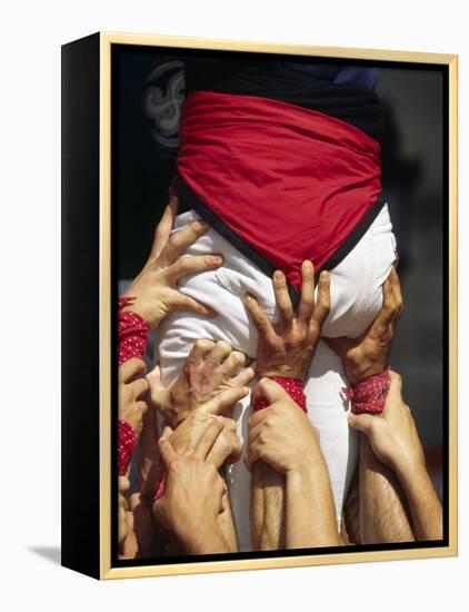 Many Hands Help Support the Base of a Human Castle During the Festival of La Merce in Barcelona-Andrew Watson-Framed Premier Image Canvas