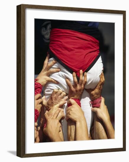 Many Hands Help Support the Base of a Human Castle During the Festival of La Merce in Barcelona-Andrew Watson-Framed Photographic Print