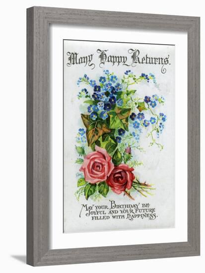 Many Happy Returns, Birthday Card, C1921-null-Framed Giclee Print