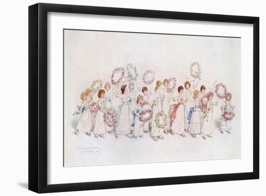 'Many happy returns of the day' by Kate Greenaway-Kate Greenaway-Framed Giclee Print