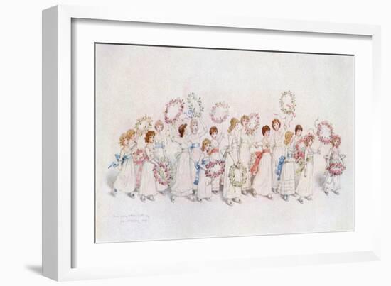 'Many happy returns of the day' by Kate Greenaway-Kate Greenaway-Framed Giclee Print