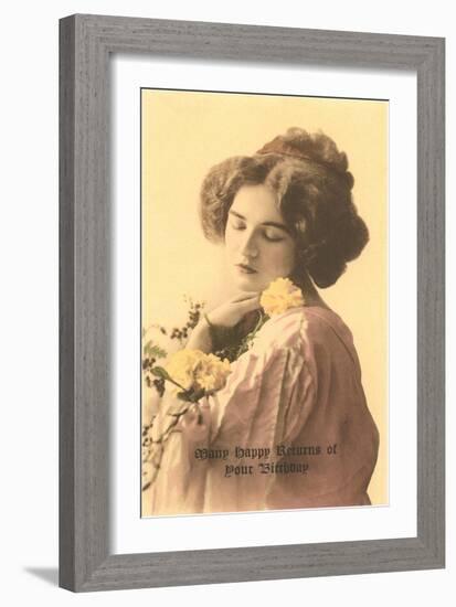 Many Happy Returns of Your Birthday, Victorian Lady-null-Framed Art Print