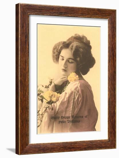 Many Happy Returns of Your Birthday, Victorian Lady-null-Framed Art Print