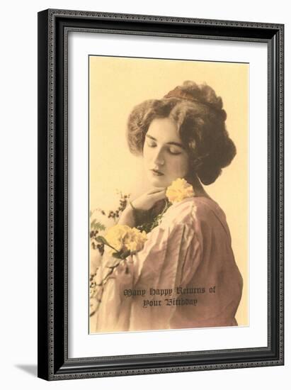Many Happy Returns of Your Birthday, Victorian Lady-null-Framed Art Print