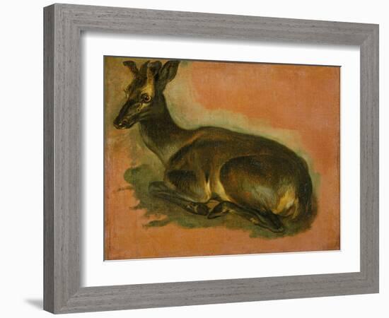 Many of Boels sketches were used in the tapestries woven in Les Gobelins. Stag, lying down.-Pieter Boel-Framed Giclee Print