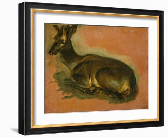 Many of Boels sketches were used in the tapestries woven in Les Gobelins. Stag, lying down.-Pieter Boel-Framed Giclee Print