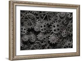 Many Old Rusty Metal Gears Or Machine Parts-Andrey_Kuzmin-Framed Photographic Print