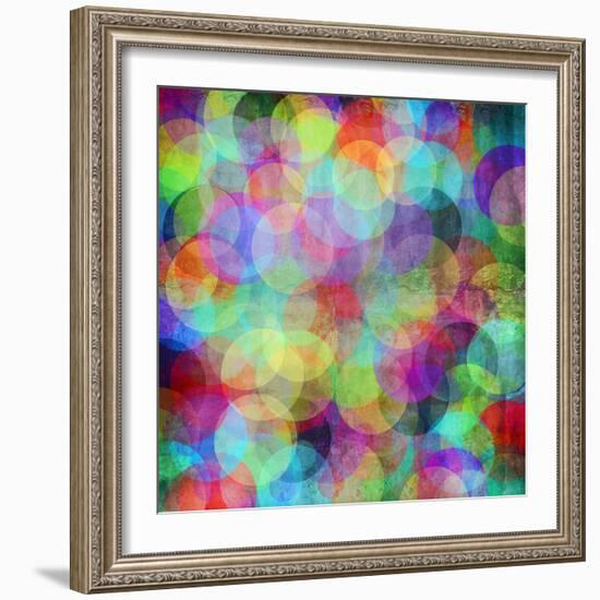 Many Vivid Color Circles on a Grunge Background-Valentina Photos-Framed Art Print