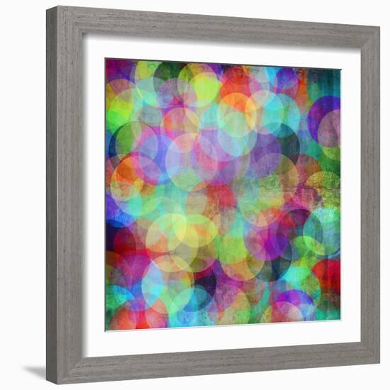 Many Vivid Color Circles on a Grunge Background-Valentina Photos-Framed Art Print